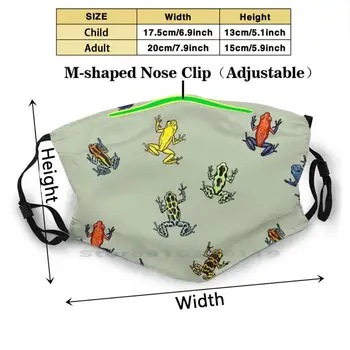 Dendrobates Varde Raksts Drukāt Atkārtoti Pm2.5 Filtru DIY Mutes Maskas Bērniem Dendrobates Modelis Dendrobates Poison Dart Varžu
