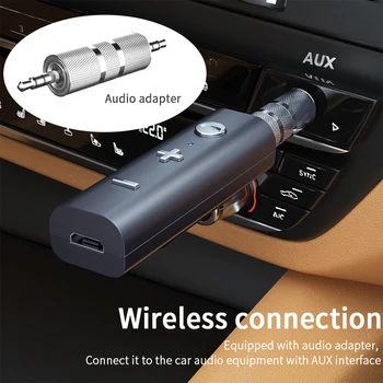 VAORLO Bluetooth 5.0 Uztvērējs, 3,5 mm AUX Stereo Audio Mūziku, Bezvadu Adapteris, Automašīnas Brīvroku Komplektu Raidītāju Skaļruni Austiņas