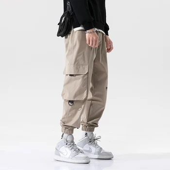 Streetwear Gadījuma Joggers Vīriešu Lielas kabatas Mens Kravas Bikses Modes Slim Treniņbikses Harēma Bikses Potītes garuma Vīriešu Bikses