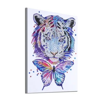 Tauriņš Tiger Īpašas Formas Dimanta Krāsošana DIY 5D Daļēju Urbt Cross Stitch Komplekti Kristāla Multicolor peinture diamant