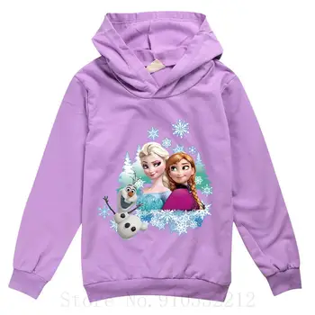 Rudens Modes Bērnu Apģērbu Saldēti Elsa Hoodies Meitenes Kapuci T-krekli Bērniem Girls Karikatūra Topi Ikdienas Krekli