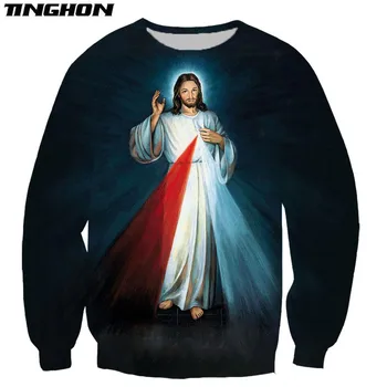 XS-7XL Reliģijas Jēzus vīriešu un sieviešu džemperi krekli vienkāršā sporta krekls 3D iespiesti atdzist streetstyle sporta krekli Piliens kuģniecība