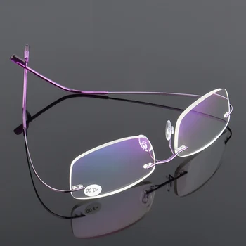 Bez Apmales Lasīšanas Brilles Vīrietis Sievietes Titāna Sakausējuma Laukumā Recepšu Brilles Bezrāmju +1.0 +2.0 +3.0 +4.0 Dioptriju Z0