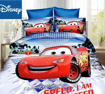 Disney Lightning McQueen Automašīnas Guļvieta Kopa Viena Izmēra Bērnu Guļamistaba Dekorēšana Dvīņu gludās Loksnes Mierinātājs Ietilpst 3/4gab Jaunas