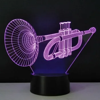Stereo 3D Nakts Gaismas trompet Galda Lampa LED Gaismas Lampe Jaunums Sadzīves Gaismas Enerģijas Taupīšanas USB Radošo Sīkrīku Amatniecības