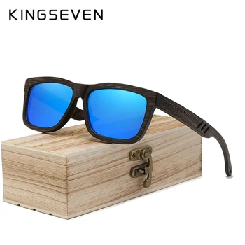 KINGSEVEN Jaunu Zīmolu Dizains, Roku darbs Dabas Bambusa Koka Saulesbrilles Luksusa Polarizētās Saulesbrilles Koka Oculos de sol masculino