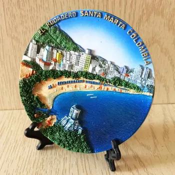 Columbia jūrmalas tūrisma pilsētas Santa Marta tūrisma suvenīru stereoskopiskās dekoratīvās disku