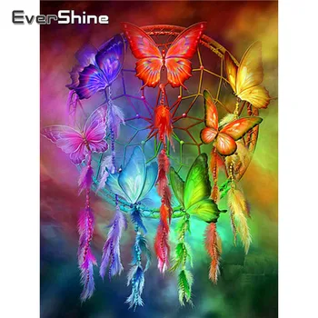 EverShine DIY 5D Dimanta Krāsošana Dreamcatcher Priekšstatu Par Rhinestones Dimanta Izšuvumi Tauriņš Cross Stitch Dimanta Mozaīkas