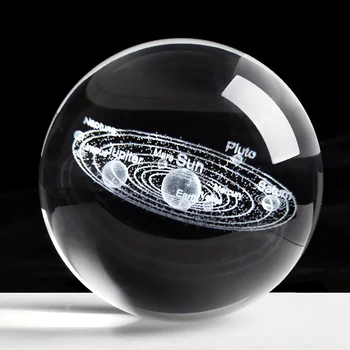 Lāzera Iegravēts Saules Sistēmas Crystal Ball 3D Planētas Modelis Jomā Bumbu, Mājas Dekoru, Dāvanu, Brīvdienu Astronomiju Bumbiņu Rotājumu