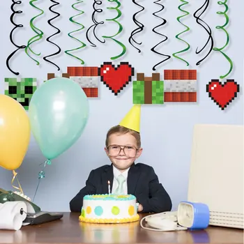 Spēli Fani Partijas Apdare PVC Spirāli Ar Pikseļu Kartes Karājas Virpuļot Bērniem Dzimšanas dienas ballīti Spēli Mīļākais Grupa Krājumi