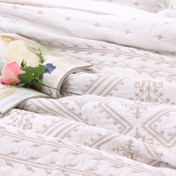 3pcs kokvilnas eleganta Eiropas stila baltu izšuvumu lupatu sega&spilvens fiktīvām bed cover/gultas pārklājs pilna queen, king size