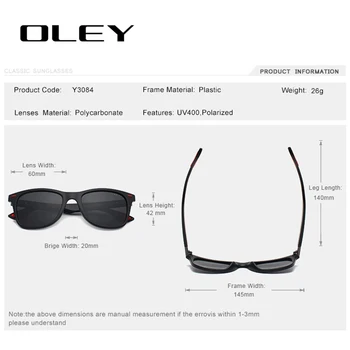 OLEY Brand Classic Polarizētās Saulesbrilles, Vīriešu un Sieviešu Braukšanas Kvadrātveida Rāmis Brilles Vīriešu Ieplests Gafas De Sol Atbalstu pasūtījuma logo