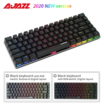 [NEW Version] Ajazz AK33 Mechanical Gaming Keyboard RGB Apgaismojums angļu/krievu Izkārtojumu 82 Taustiņi Anti-Dubultattēlu Black/Blue Slēdzis