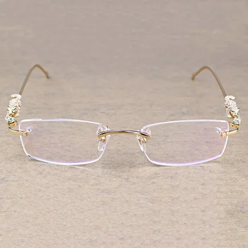 Vintage Leopard Skaidrs, Bez Apmales Brilles Akmens Pārredzamu Brilles Rāmis Luksusa Briļļu Aksesuāri Vīriešiem Oculos Brilles 6384
