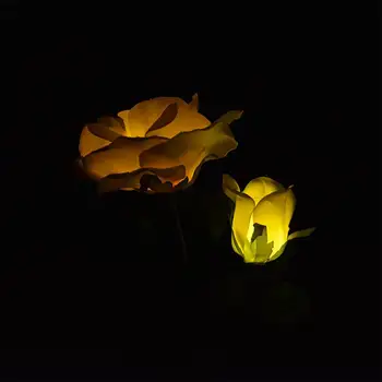 2LED Ūdensnecaurlaidīga Saules-powered Rožu zāles pļāvēji, Lampas, Āra Ainavu Gaismas Pagalmā, Dārza Rotājumi (2 Rose Galvu uz vienu Lukturi)