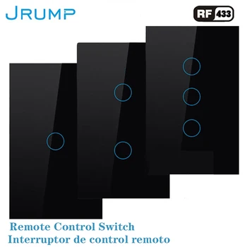 ASV Standarta Tālvadības Touch Switch Sienas Slēdzi RF433 Bezvadu Pārtraucējs Slēdzis AC100-220V 1/2/3 Banda bruņu stikls panl