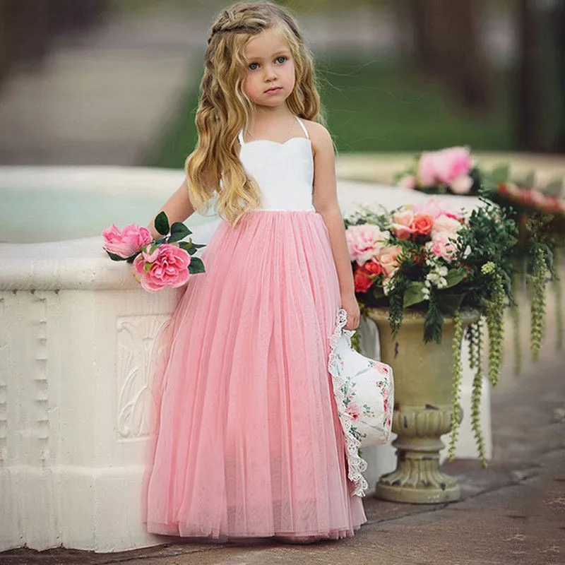 Bērnu Bērniem Meitene Princese Kleita Baby Toddler Meiteņu Garās Mežģīņu Oficiālu Kāzu Bridesmaids Puse, Dzimšanas Dienas Balli Tutu Kleitas