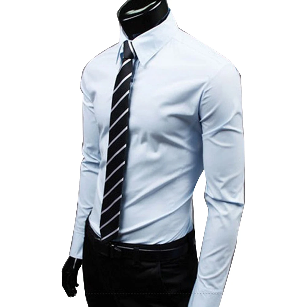 Tīras Kokvilnas ar garām Piedurknēm Vīriešu Krekls, Vīriešu tīrtoņa Krāsu Biznesa Krekls ar garām Piedurknēm Augšu