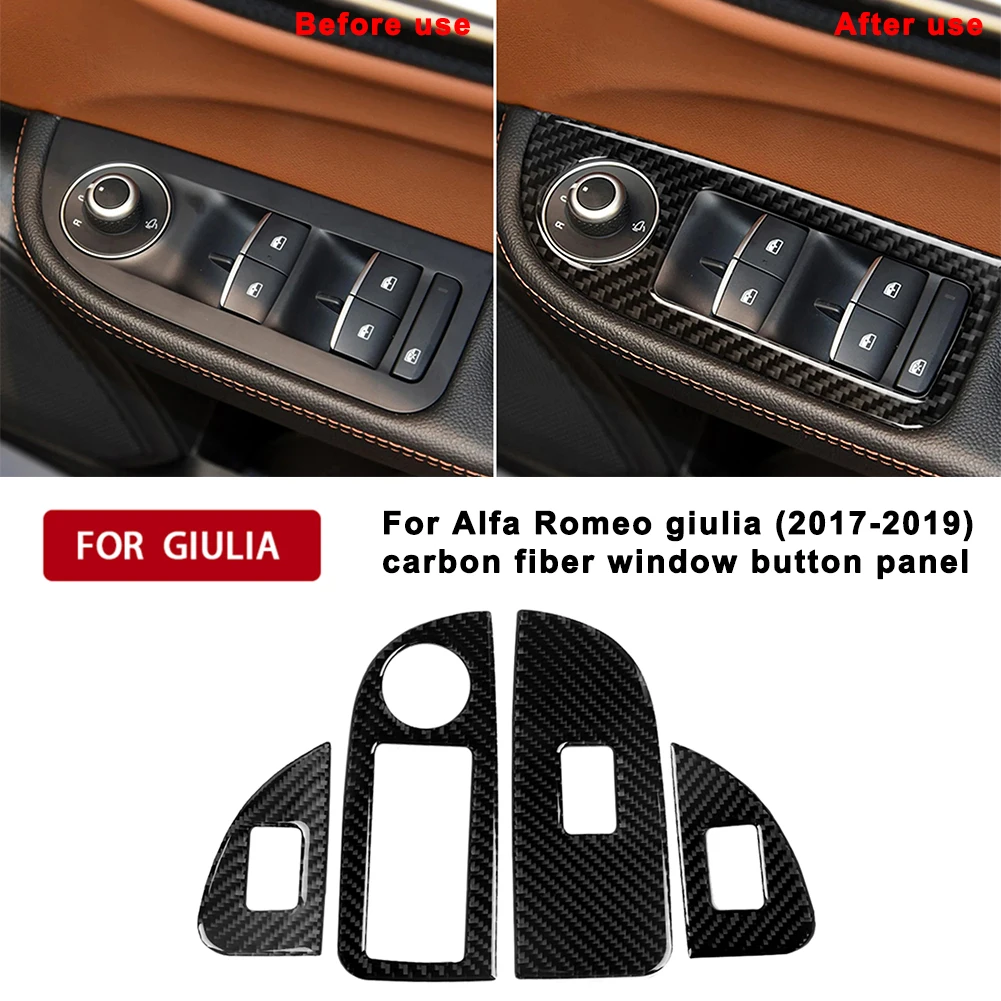 Oglekļa Šķiedras Auto Interjera Apdarei Alfa Romeo giulia 2017-2019 Logu Pogu Panelis Pārnesumu Paneļa Iekšējo Durvju Bļodā Uzlīme