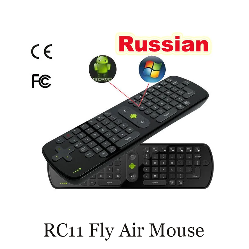 2.4 G Mini Bezvadu krievu Tastatūra RC11 Lidot Gaisa Pele, Tālvadības Contro Android TV BOX Dongle / Mini Datoru PC Media Player
