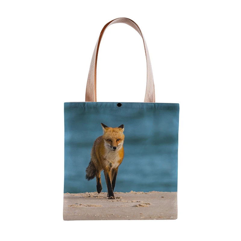 Pielāgots sieviešu pleca soma, Ciets Velveta Pleca Soma fox modelis drukāšanas Tote Iepakojuma Somā iepirkumu soma meitenēm