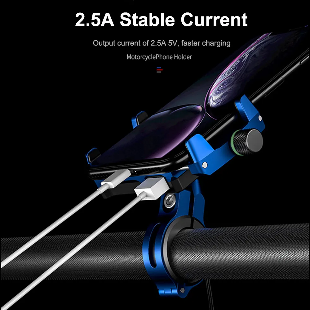 Āra Alumīnija Motociklu Tālruņa Turētājs 2.5 Ātrās Uzlādes USB Ūdensizturīgs 360 Grozāms Mobilais Turētājs 3.5-6.5