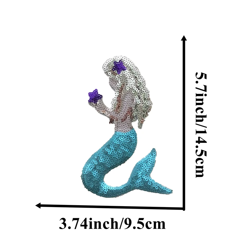 1 Komplekts( 1 Liela+2 Mazas)Mermaid Sequined Dzelzs par Ielāpus Drēbes, Somas DIY Šūšanas Lielus Jūras meitene, Vizuļi Aplikācijas Uzšūtas
