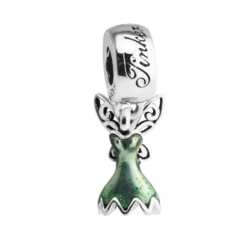 Tinker Bell ir Kleita Mirdzošs Zaļā Šarmu, Rotaslietu izgatavošana Sudraba Rotaslietas, Amuleti, Lai Sieviete Der Fāzēm DIY Aproces