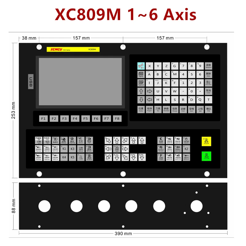 XC809M 1~6 Ass USB CNC Vadības Sistēma Kustības Kontrollera FANUC G-kodu Atbalsta Bezsaistes Frēzēšanas un Urbšanas Pieskaroties Urbšanas Barošanai