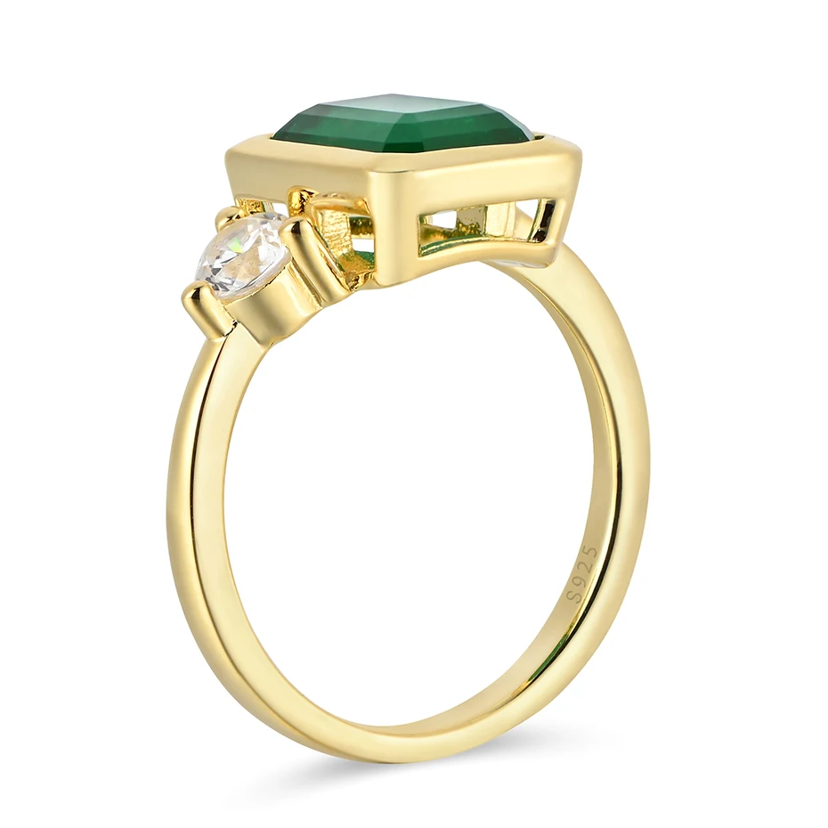 Realytrust 18K Zelta Krāsu Radīts Emerald Gredzeni Sievietēm Vintage 925 Sterling Sudraba Gredzens Smalkas Rotaslietas Kāzu Saderināšanās Dāvana