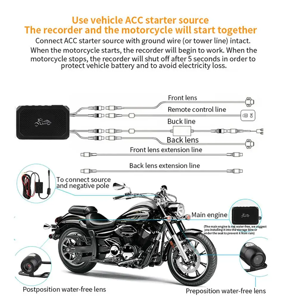 1080P Motociklu Dirver Ieraksta Kamera Auto Action Sportu Kameras Dash Cam ar Īpašām Divējādu Priekšā, Aizmugurē Recorde
