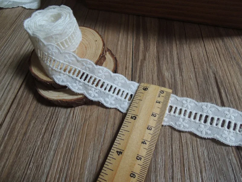 (5Yards-10Yards) Platums 2.5 cm Balts Kokvilnas Dobi Izšūtās Mežģīnes Audumu Sieviešu Apģērbu Diy Mežģīnes Apdari Bezmaksas Piegāde