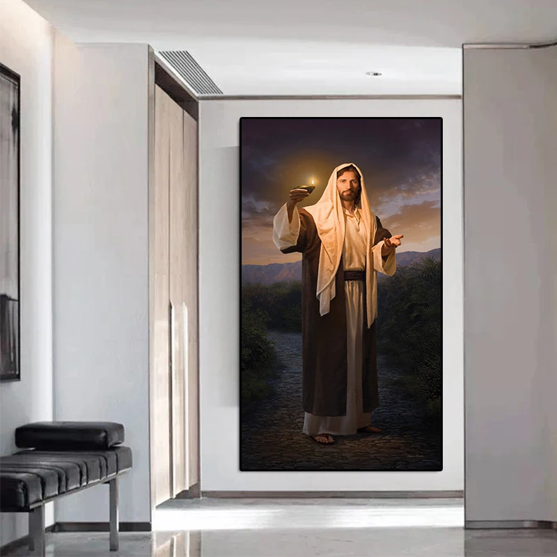 Gleznas uz Audekla Mākslas Mājas Dekoratīvā Jēzus ir Dievs, Plakātu Labdarība Ir Tīrā Kristus Mīlestība Dzīves Telpu Dekorēšana Sienas, Attēlus,