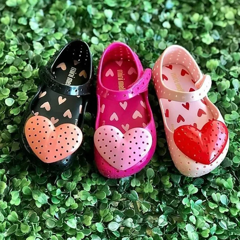Mini Melissa Modes Meitenēm Konfektes apavi Bērniem Sirds Vasaras Bērnu sandales Bērnu valentīna Dienas mini melissa kurpes SH19099