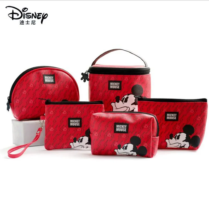 1 gab Disney Mickey Minnie Peles portatīvie kosmētikas make up soma multi-purpose uzglabāšanas tsum cute karikatūra monēta maku somā sarkana soma