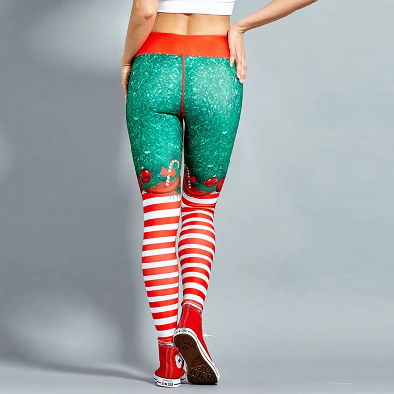 Ziemassvētku Bikses Ropa Mujer Fitnesa Zeķes Sievietēm Izdilis Augsta Vidukļa Elpojošs Treniņu Drukāt Stretchy Bikses Leggins Mujer