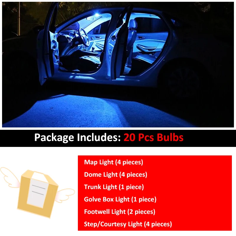 20 Gab. Balts Interjers LED Spuldzes Iepakojuma Komplektu Par 2002-2011 Volvo XC90 Kartes Dome Bagāžnieka Licences numura zīmes Lukturi, Auto Piederumi