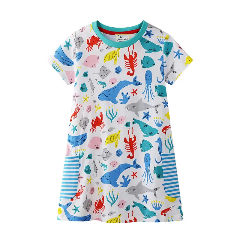 Lekt Metru New Rainbow Bērnu Kleita Drēbes Kokvilnas Drukāt Karikatūra Rakstzīmes 2019 Vienradži Bērniem, Meiteņu Kleitas, Vasaras Bērns Valkāt