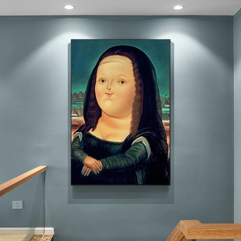 Ziemeļvalstu Funny Mākslas Mona Lisa Audekla, Gleznas, Fernando Botero Slavenā Sienas, Mākslas Plakāti Un Izdrukas Abstract Art Pictures Cuadros
