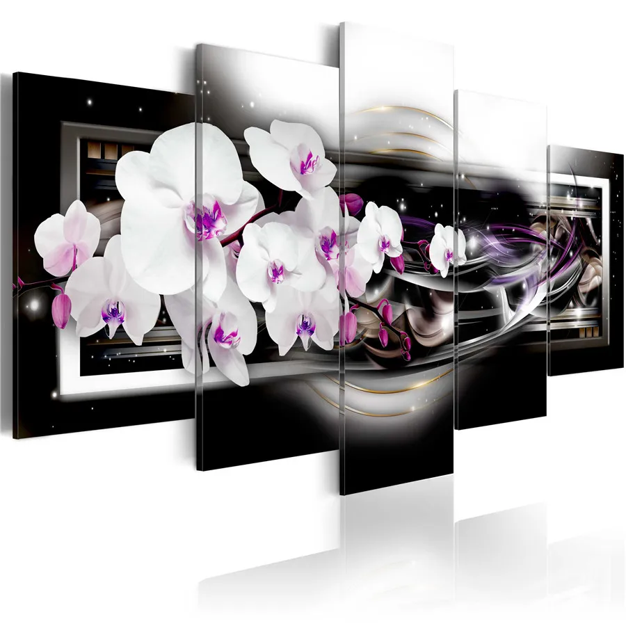 5 Gab Mājas Decoracion Audekla Sienas, Eļļas Glezna Ziedu Attēlus Dzīvojamā Istaba Anotācija Mūsdienu Orhidejas Gleznas (Bez Rāmja)