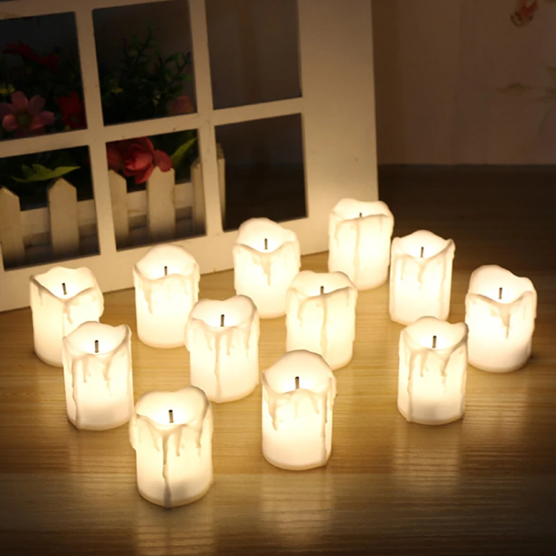 12 GAB LED Elektriskie Akumulatora Barošanu Tealight Sveces Silti Balta Flameless Svētku/Kāzu Dekorēšana