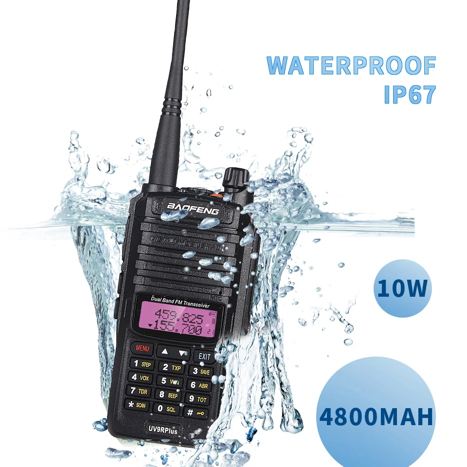 2GAB 10W Ūdensizturīgs Baofeng UV-9R Plus Walkie Talkie 9rhp Dual Band Pārnēsājamās CB Ham Radio UV9R plus FM Transīvers Raidītājs