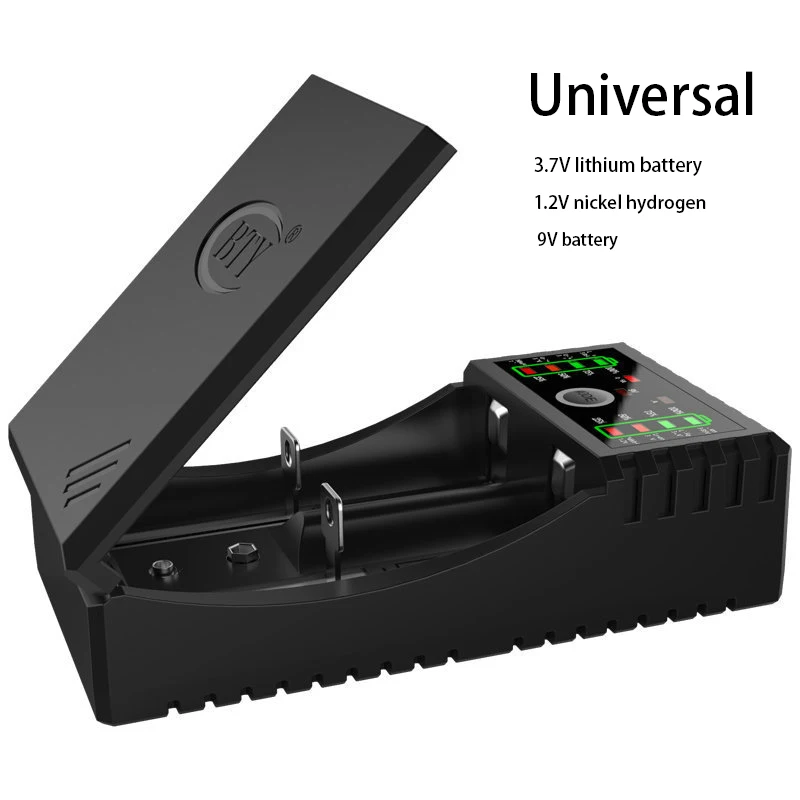 Smart Ātri Akumulatora Lādētājs BTY-V202+ Universālā Ni-MH, Ni-CD Li-ion 18650 18350 16340/CR123 9V ar USB lādētājs mobilo telefonu