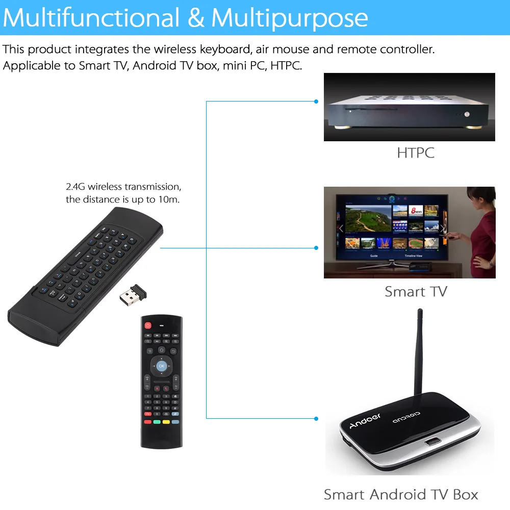 MX3 Portatīvo 2.4 G Bezvadu Tālvadības pults Tastatūras Kontrolleris Gaisa Peli, lai Smart TV Android TV box mini PC, HTPC