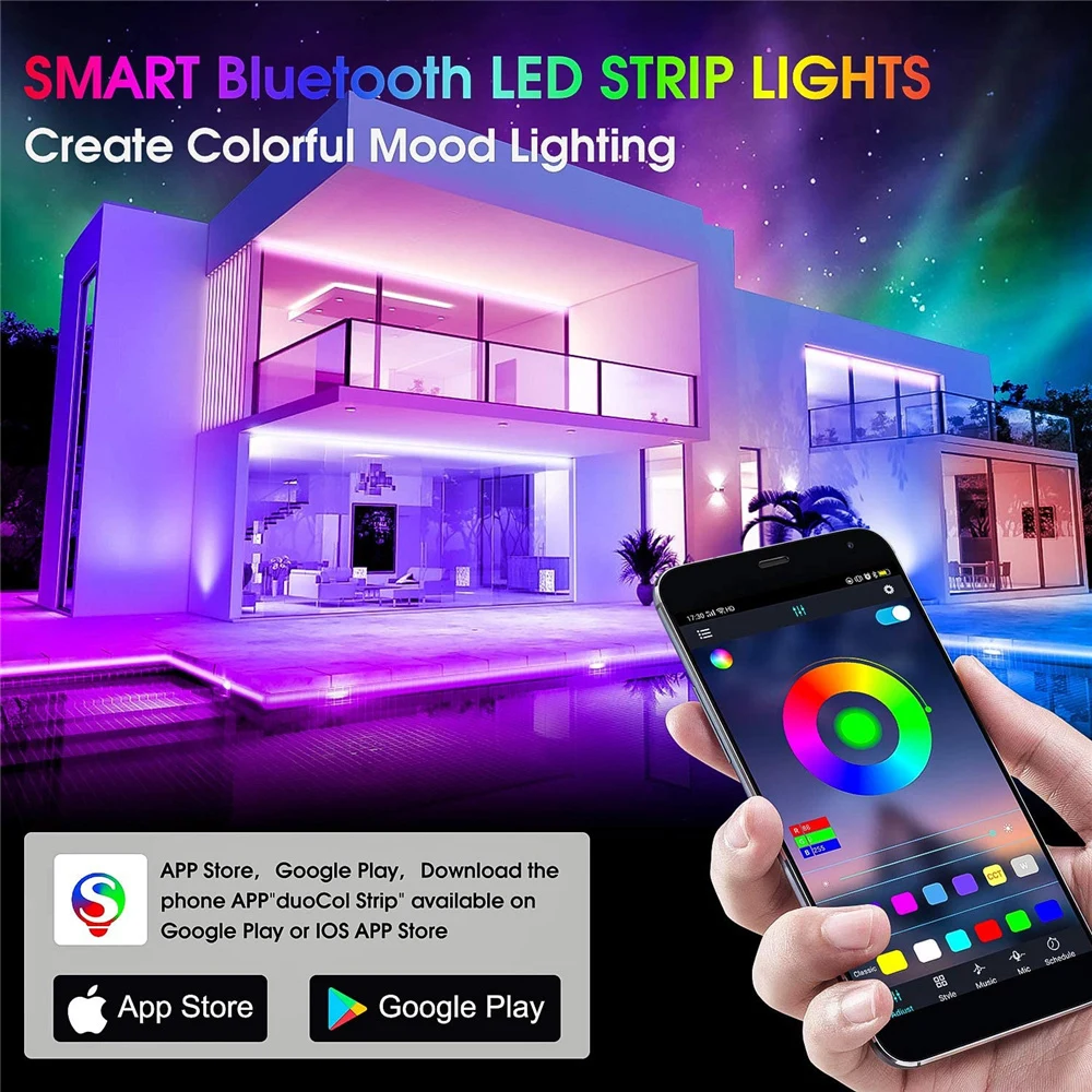 WiFi LED Strip Gaismas 5M 10M 20M 5050 RGB 2835 Elastīga Lente led gaismas sloksne 5050RGB septiņu krāsu gaismas joslas apdare