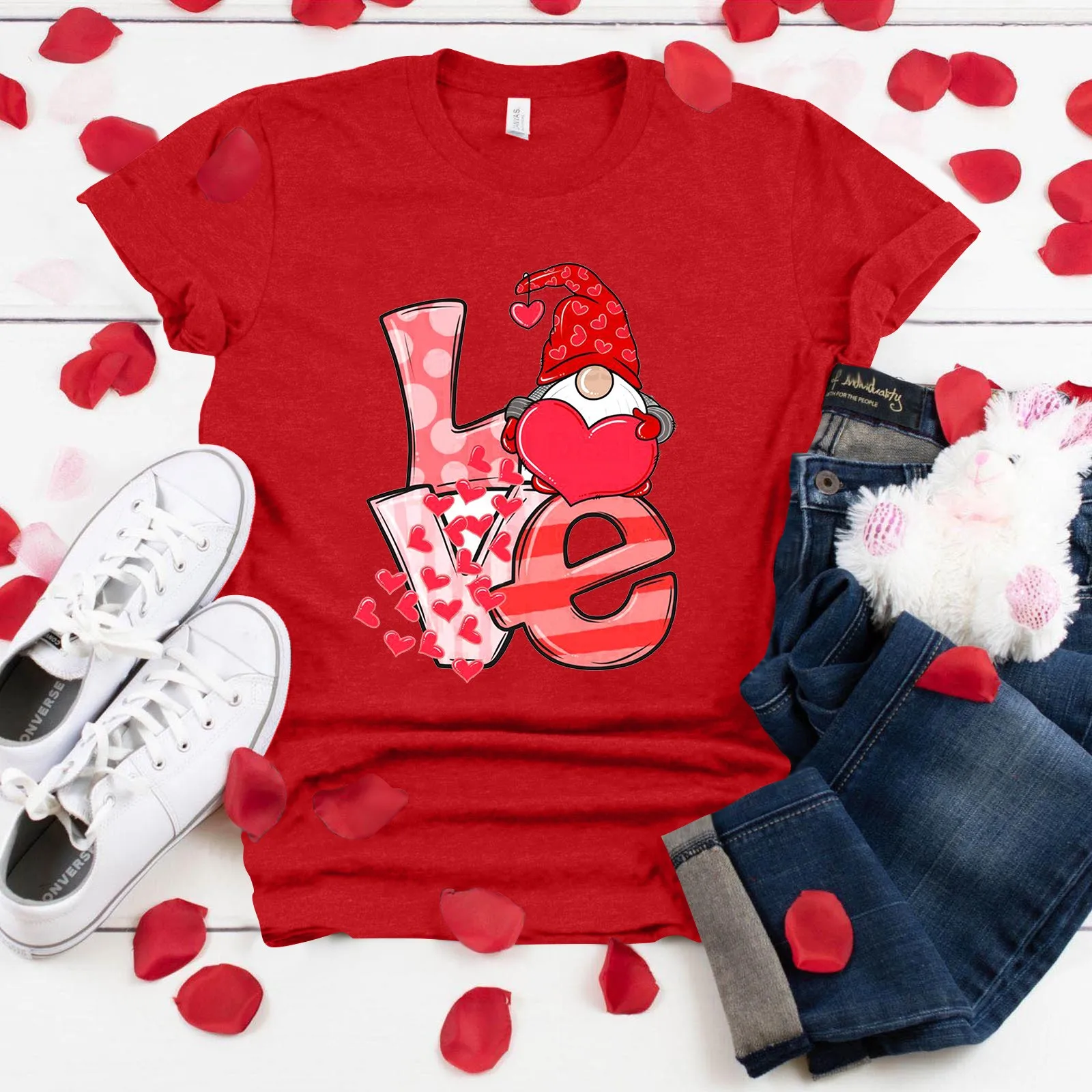40# T Krekli Mīlestību Sirdī Iespiesti Valentīna T-krekls Gadījuma Sievietēm ar Īsām Piedurknēm Grafiskais t-veida Topi Valentīna Diena Dāvanu Tshirt
