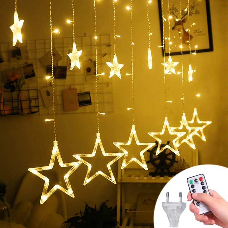 220V LED String Light Pasaku Aizkaru Lampas 3.5 M Star Ziemassvētku Vainags Mājas Brīvdienu Kāzu Puse, Āra Jauno Gadu Dekori