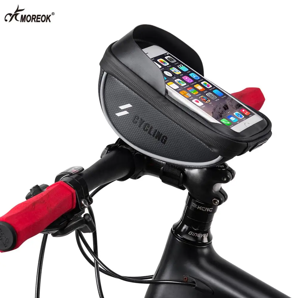 MOREOK Velosipēdu Soma Ūdensizturīgs Touch Screen Velo Soma Top Priekšā Cauruļu Rāmi MTB Road Bike Bag 6.0 Telefonu Gadījumā Velosipēdu Piederumi
