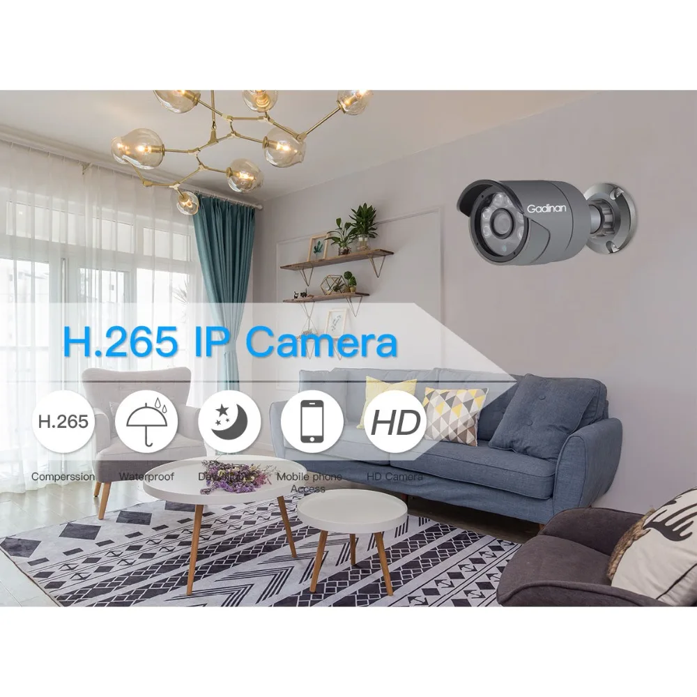 Gadinan 3MP HD 2304*1296 1080P 2.0 MP H. 265 Drošības CCTV Audio Skaņas Mikrofons Ieraksta Āra Onvif Bullet IP Kameras 48V POE