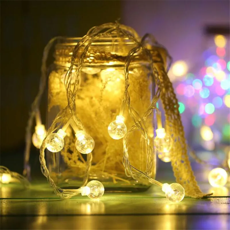 Pieslēdzami LED String Light Ziemassvētku 10m 50LED Kristāla Bumbas, Spuldzes, Āra Spuldzes Mājas Sloksnes Lampas Kāzu Dekorēšana Ūdensizturīgs
